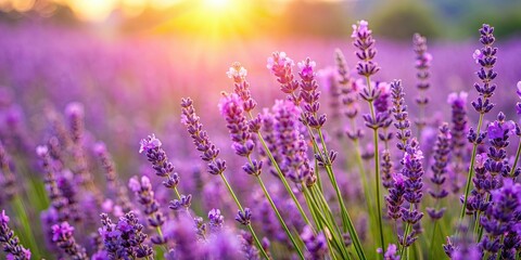 Obraz premium Field of blooming lavender flowers , purple, fragrant, nature, outdoors, summer, plant, agriculture, garden, scent