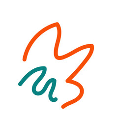 Fototapeta premium Orange blue squiggle lines decoration 