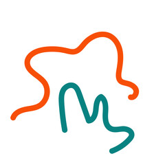 Orange blue squiggle lines decoration 