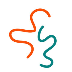 Orange blue squiggle lines decoration 