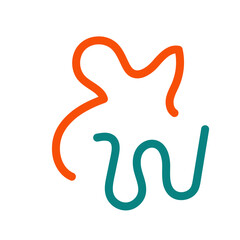 Orange blue squiggle lines decoration 