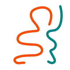 Orange blue squiggle lines decoration 