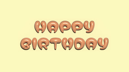 3D Happy Birthday, orange text with yellow background