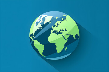 Iconic Representation of the Earth - A Contemporary, Simplified Blue and Green Globe Icon