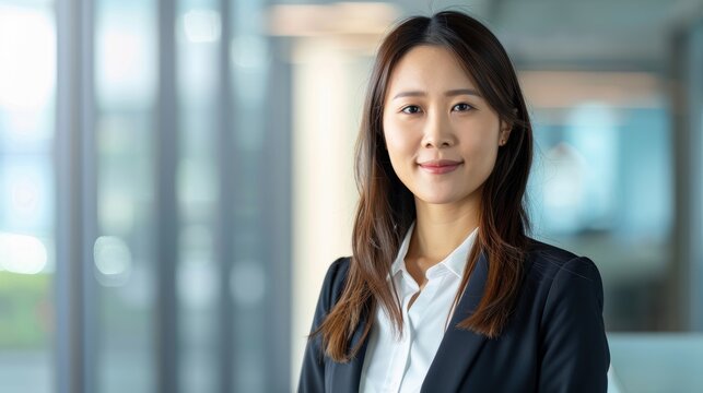 Professional portrait of a confident businesswoman in an office setting, showcasing leadership and determination.