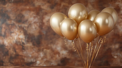 gold balloons against a bright backdrop, perfect for marking joyous occasions and adding a touch of elegance to any party setting