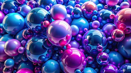 Vibrant bubble background with colorful violet and blue spheres for festive invitations and decorations, vibrant