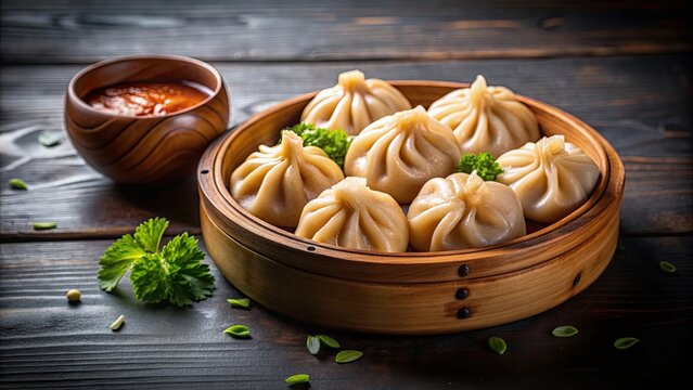 Steamed momos delight isolated on background, Steamed, momos, delight, delicious, snack, cuisine, dumplings