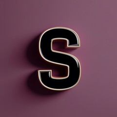 Fototapeta premium 3D letter 'S' with a bold, glossy finish in a vibrant black solid background Generative by Ai