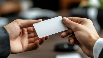 blank white business card set against a neutral background. The card's simplicity and clean design make it perfect for showcasing logos, branding, or personalized text