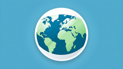 Iconic Representation of the Earth - A Contemporary, Simplified Blue and Green Globe Icon
