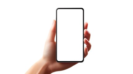 Hand Holding a Smartphone with Blank Screen
