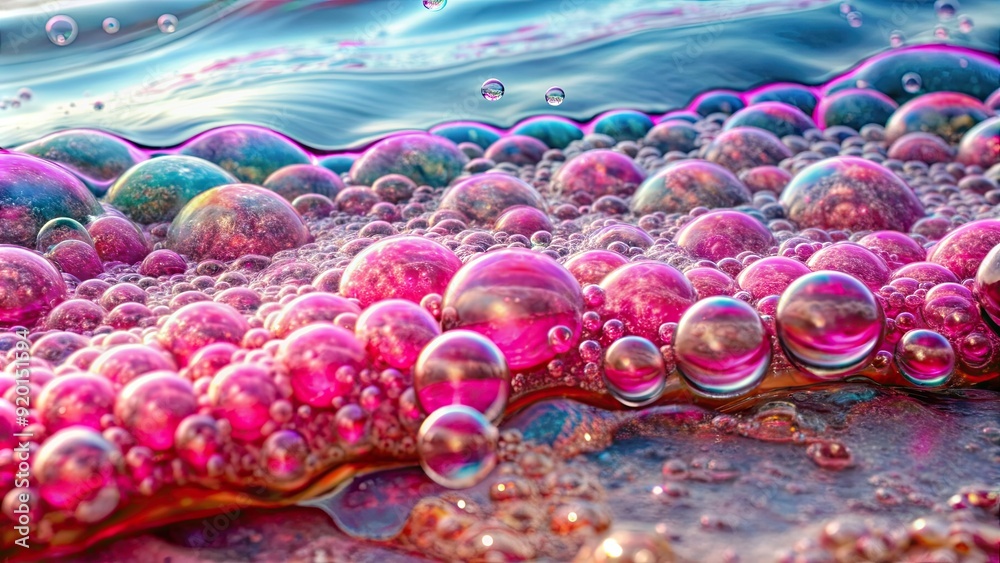 Canvas Prints Background featuring a colorful wave of pink bubbles flowing through a soothing ocean of bubbles, bubbles, pink, wave