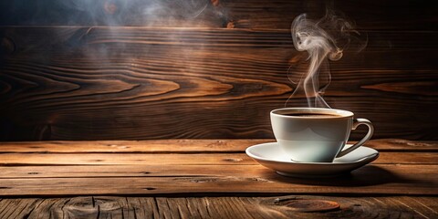 Steaming hot cup of coffee on a wooden table, coffee, hot, cup, beverage, drink, morning, refreshment, aroma, caffeine