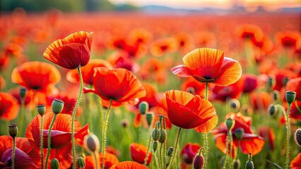 Red poppy flowers blooming in a vibrant meadow, red, poppy, flowers, field, blooming, vibrant, meadow, nature, floral, petals