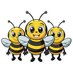 Family bee, Expert honey bee teaches the newbies how to collect honey through teamwork.