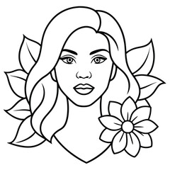 A drawing of a woman with a rose in her hair