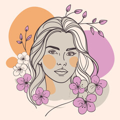 A woman with flowers in her hair and a heart with the words quot flowers quot