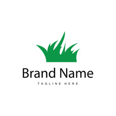 Farm illustration green grass logo design simple natural grass vector template