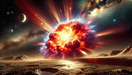 Supernova explosion seen from moon surface