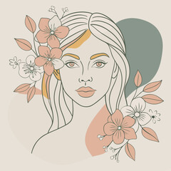 A woman with flowers in her hair and a heart with the words quot flowers quot