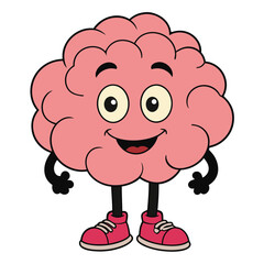 Brain Cartoon Character Icon Flat Design Vector Illustration artwork