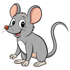 A cartoon drawing of a rat or mouse and a white background
