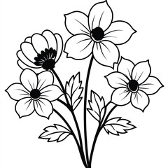 Vector hand drawn simple flower outline artwork