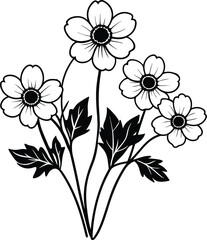 Vector hand drawn simple flower outline artwork