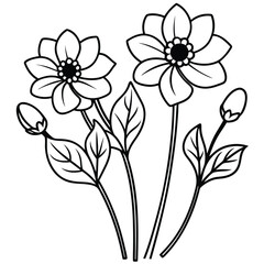 Vector hand drawn simple flower outline artwork