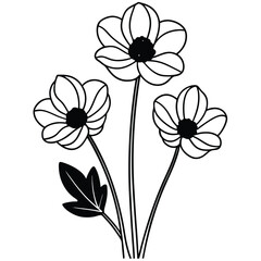 Vector hand drawn simple flower outline artwork