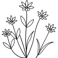Hand drawn flower single doodle element for coloring invitation postcard Black and white vector artwork