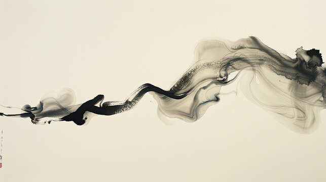 Flowing Smoke in Sumi-e