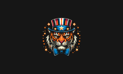 head tiger angry wearing top hat vector artwork design