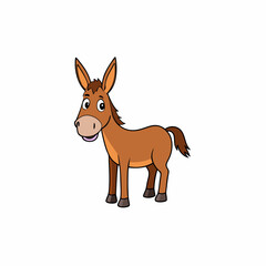 mule isolated on white, mule vector illustration, animal vector art, mule silhouette, pet vector icon, donkey cartoon line art, eps