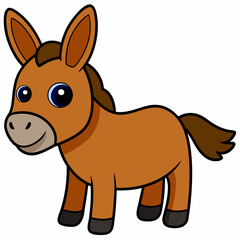 mule isolated on white, mule vector illustration, animal vector art, mule silhouette, pet vector icon, donkey cartoon line art, eps