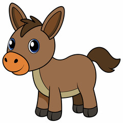 mule isolated on white, mule vector illustration, animal vector art, mule silhouette, pet vector icon, donkey cartoon line art, eps