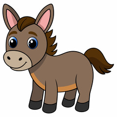 Obraz premium mule isolated on white, mule vector illustration, animal vector art, mule silhouette, pet vector icon, donkey cartoon line art, eps