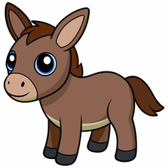 mule isolated on white, mule vector illustration, animal vector art, mule silhouette, pet vector icon, donkey cartoon line art, eps