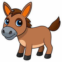 mule isolated on white, mule vector illustration, animal vector art, mule silhouette, pet vector icon, donkey cartoon line art, eps