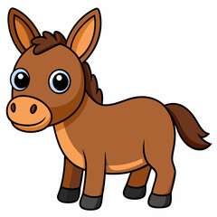 mule isolated on white, mule vector illustration, animal vector art, mule silhouette, pet vector icon, donkey cartoon line art, eps