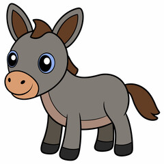 mule isolated on white, mule vector illustration, animal vector art, mule silhouette, pet vector icon, donkey cartoon line art, eps
