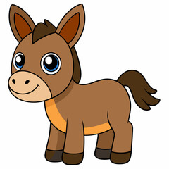 mule isolated on white, mule vector illustration, animal vector art, mule silhouette, pet vector icon, donkey cartoon line art, eps