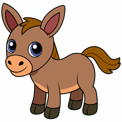 mule isolated on white, mule vector illustration, animal vector art, mule silhouette, pet vector icon, donkey cartoon line art, eps