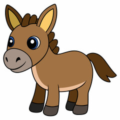 mule isolated on white, mule vector illustration, animal vector art, mule silhouette, pet vector icon, donkey cartoon line art, eps