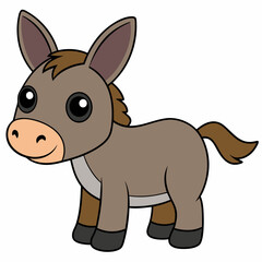 mule isolated on white, mule vector illustration, animal vector art, mule silhouette, pet vector icon, donkey cartoon line art, eps