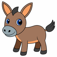 mule isolated on white, mule vector illustration, animal vector art, mule silhouette, pet vector icon, donkey cartoon line art, eps