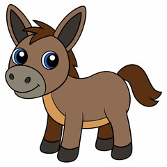mule isolated on white, mule vector illustration, animal vector art, mule silhouette, pet vector icon, donkey cartoon line art, eps
