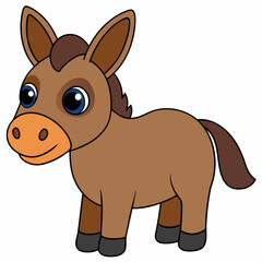 mule isolated on white, mule vector illustration, animal vector art, mule silhouette, pet vector icon, donkey cartoon line art, eps