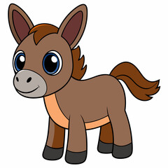 mule isolated on white, mule vector illustration, animal vector art, mule silhouette, pet vector icon, donkey cartoon line art, eps